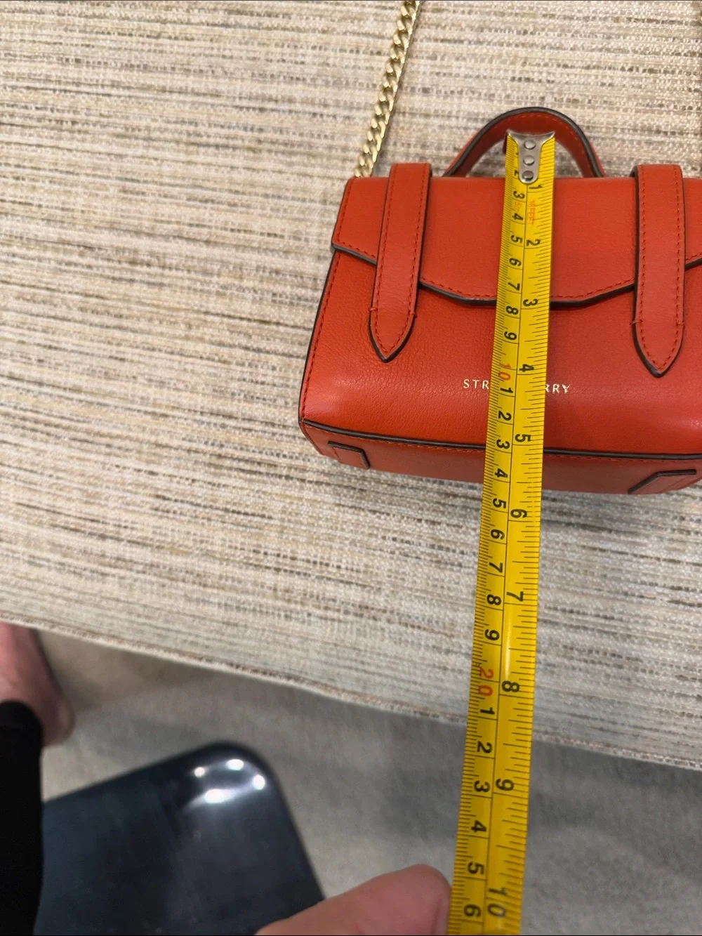Strathberry Mini Crossbody in Burnt Orange with Gold Chain - Picture 15 of 16
